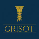 Logo colonne or sur fond bleu nuit de l'ATELIER GRISOT